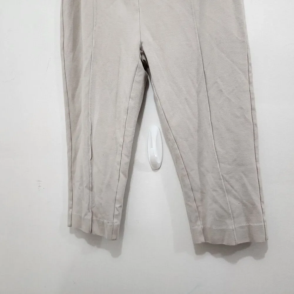 Soft Surroundings Ponte Knit Crop Capri Pants Seam Beige Stretch Womens Petite M